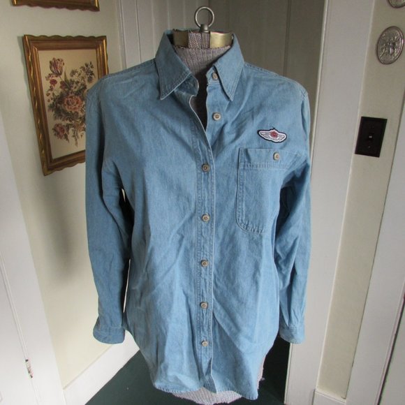 HARLEY DAVIDSON 1903-2003 Cotton Denim Button Down Blouse - Picture 1 of 6